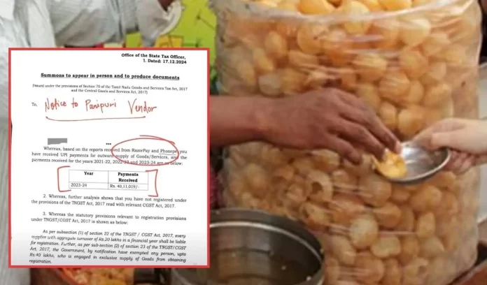 GST Notice to Panipuri Seller Panipuri Seller Income