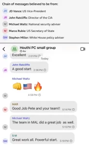 US officials chat Leaked Donald Trump